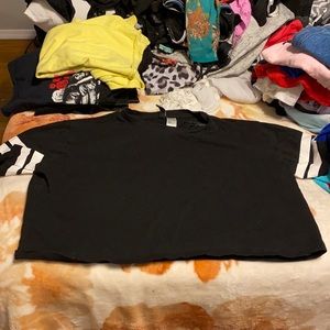 Black crop top with stripes